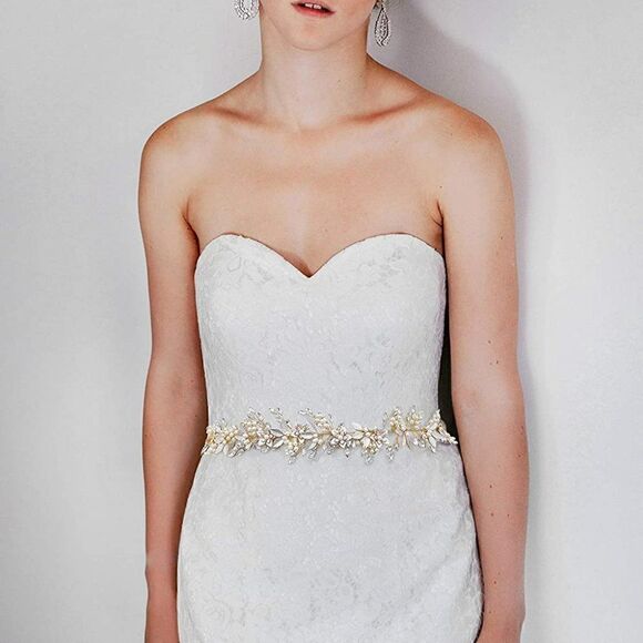 Flower Bridal Belt Rhinestone Wedding Belt Evening Dress Sash Accessories main image 5